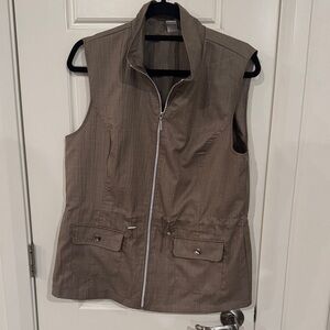 European Beige Zip-Up Vest